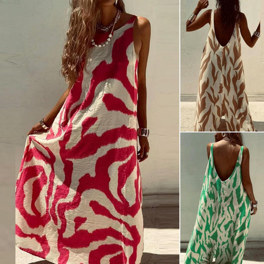 🏖️Summer Hot Sale 49% OFF🌼Women's Trendy Print Sleeveless Backless Dress