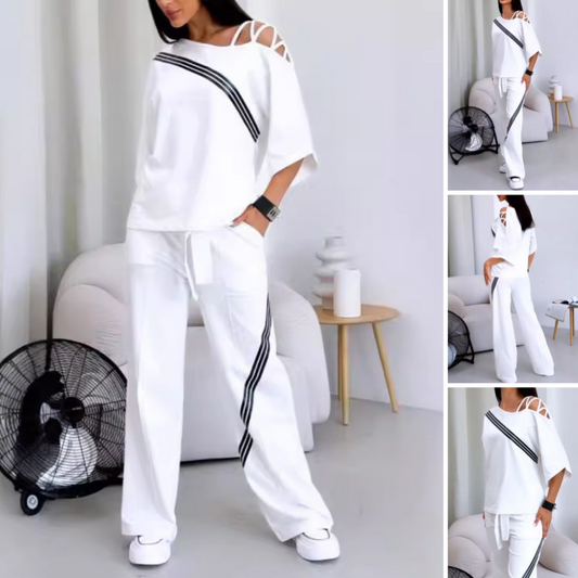 🎁 Hot Sale 49% OFF 🔥Women’s Striped Short-Sleeve Tops ＆ Pants Two-Piece Set