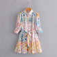🎁 Hot Sale 49% OFF 🔥Tie Waist Button Down Mini Dress with Floral Print
