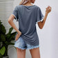 🎁 Hot Sale 49% OFF 🔥Women's Casual Round Neck T-Shirt with Pom-Pom Trim Sleeves