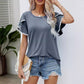 🎁 Hot Sale 49% OFF 🔥Women's Casual Round Neck T-Shirt with Pom-Pom Trim Sleeves