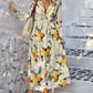 💃Hot Sale 49% OFF🎁LUNE Random Print Deep V-Neck Lantern Sleeve Gathered Waist Dress