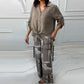 🎉2025 New Products Hot Sale✨Women's Fashion Loose Cardigan Shirt & High Waist Pants Two Piece Set