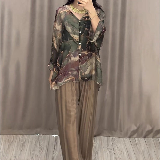 🎉2025 New Products Hot Sale✨Casual V-neck Printed Three Piece Suit