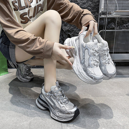 🎀Klobige lace-up trainers with a thick sole💖