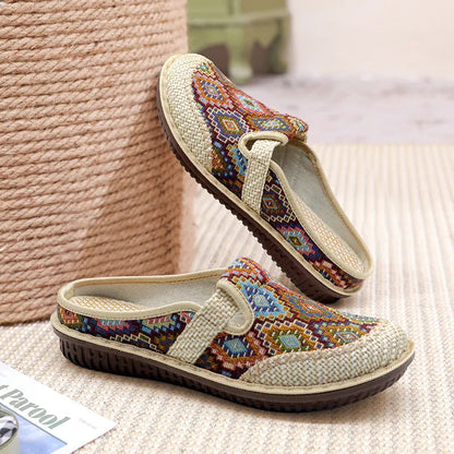 🎉2025 New Products Hot Sale✨Women's Embroidered Linen Soft Sole Sandals