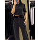🎉2025 New Products Hot Sale✨Women's Sparkling Rhinestone Striped Knit Two-Piece Set