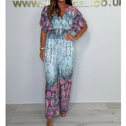 🌷 Summer Hot Sale 49% Off 🩵 Bohemian Print Wide Leg Jumpsuit