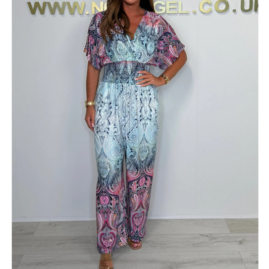 🌷 Summer Hot Sale 49% Off 🩵 Bohemian Print Wide Leg Jumpsuit