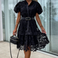 🏖️Summer Hot Sale 49% OFF🌼Women's Retro Short Sleeve Hollow Out Lace Dress