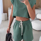 🎁 Hot Sale 49% OFF 🔥Women's Fashion Solid Color Sleeveless Top & Shorts Two Piece Set