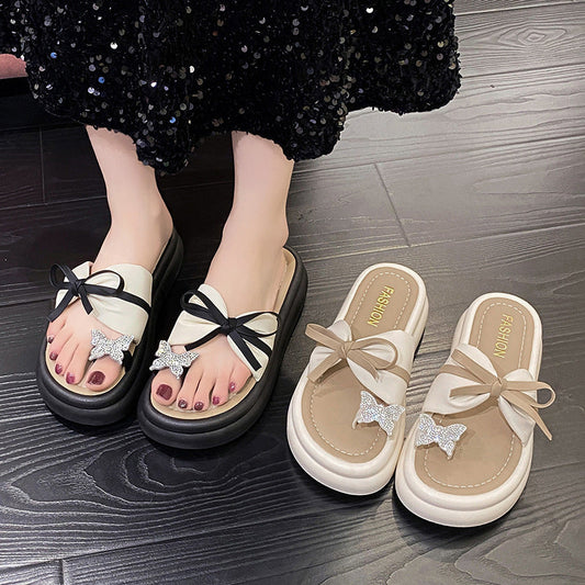 🎉2025 New Products Hot Sale✨Women's Fashion Bowknot Thick Bottom Slippers