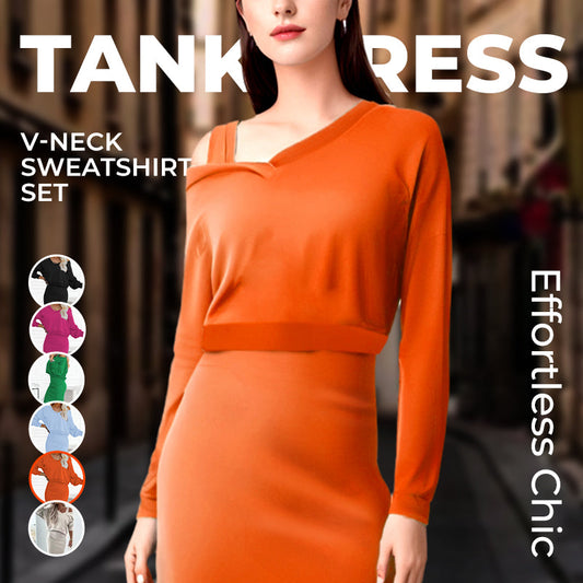 💥2025 New Arrive - 49% OFF💥Women's 2-Piece Set Sleeveless Dress & Loose V-Neck Pullover