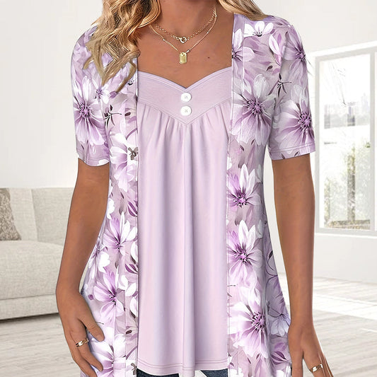 🌸Summer Hot Sale 49%OFF🌸Women's Irregular Floral Patchwork Top