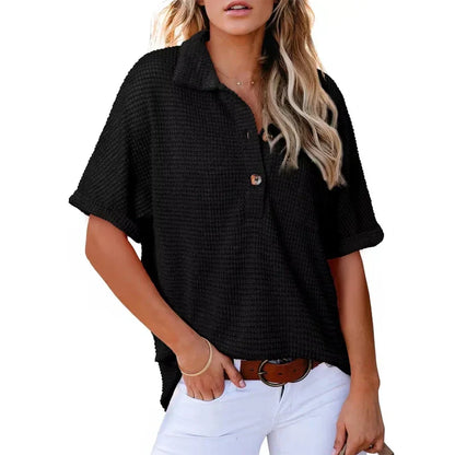 🎁 Hot Sale 49% OFF 🔥Women's Lapel Loose Short Sleeve Top