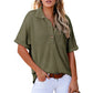 🎁 Hot Sale 49% OFF 🔥Women's Lapel Loose Short Sleeve Top