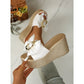 🎉2025 New Products Hot Sale✨Bowknot PU Leather Wedge Slippers-Buy 2 Get 10% Off