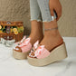 🎉2025 New Products Hot Sale✨Bowknot PU Leather Wedge Slippers-Buy 2 Get 10% Off