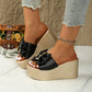 🎉2025 New Products Hot Sale✨Bowknot PU Leather Wedge Slippers-Buy 2 Get 10% Off