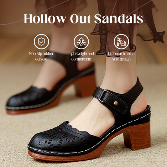 🎉2025 New Products Hot Sale✨Women's Elegant Round Toe Hollow Out Sandals