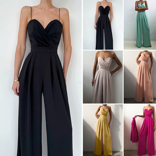 💃Hot Sale 49% OFF🎁Women's Solid Color Camisole Waist-slimming Straight Jumpsuit