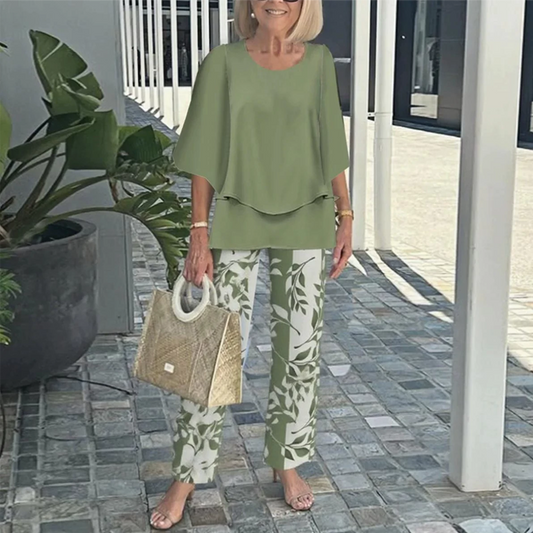 🔥Limited-time offer - 49% OFF🔥Women’s Printed Pants and Crew Neck Top Set