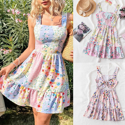 🎉Summer Hot Sale 49% OFF🌸 Romantic Bloom! Floral printed sleeveless mini dress 👗