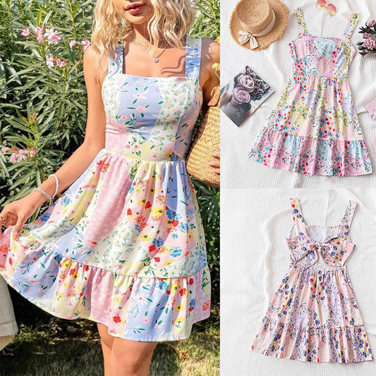 🎉Summer Hot Sale 49% OFF🌸 Romantic Bloom! Floral printed sleeveless mini dress 👗