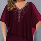 🌸Summer Specials💐Rhinestone V-Neck Cape Dress with Chiffon Overlay