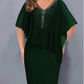 🌸Summer Specials💐Rhinestone V-Neck Cape Dress with Chiffon Overlay