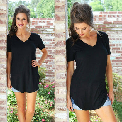 🎊2026 Explosive Large Size V Neck T Shirt 🎊the perfect choice for plus size women!
