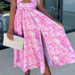 💃Hot Sale 49% OFF🎁Pink Floral Print Waist Cutout V-Neck Sleeveless Dress
