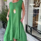 💕Buy 2 get extra 8% off 💕Women’s Casual Solid Round-Neck Sleeveless Long Dress