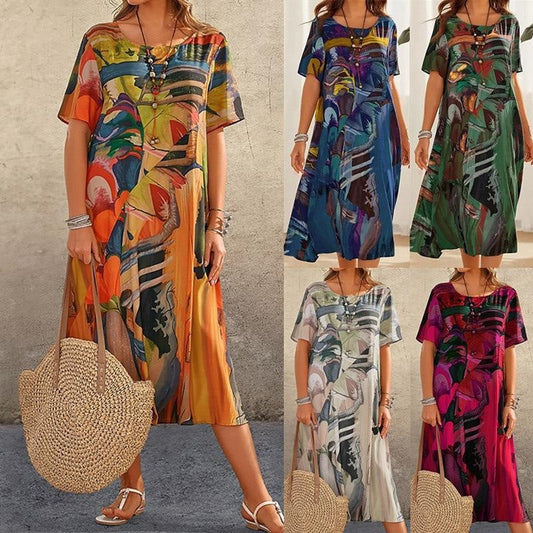🎉Last Day Promotion 49% OFF💃Elegant Mulberry Silk Tropical Breeze Dress