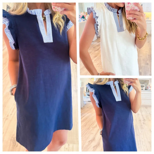💕What should I wear tomorrow?💕Color Block Ruffle Midi Dress