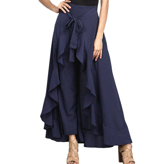 🎉2025 New Products Hot Sale✨Asymmetrical Ruffle Hem Wide-Leg Pants