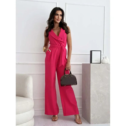 ⏳Limited Time Offer⏰Women's Sleeveless V-Neck Solid Jumpsuit