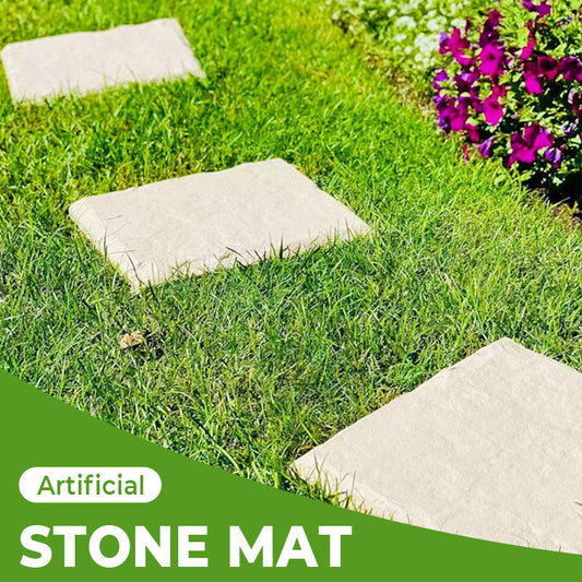 Outdoor Non-Slip Artificial Stone Mat with 4 Ground Stabilizing Pegs