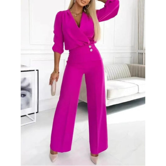 🌸New Arrival 49%OFF💖 Women's Fashion V-Neck Top and Pants Set