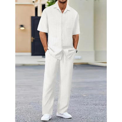 🏖️Summer Hot Sale 49% OFF🌼Men's Collared Top & Drawstring Pants Set