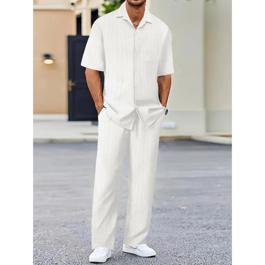 🏖️Summer Hot Sale 49% OFF🌼Men's Collared Top & Drawstring Pants Set