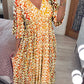 ❤️‍🔥2025 Summer Sale 49% OFF🌷Bohemian casual print V-neck shirred waist long dress