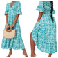 ❤️‍🔥2025 Summer Sale 49% OFF🌷Bohemian casual print V-neck shirred waist long dress