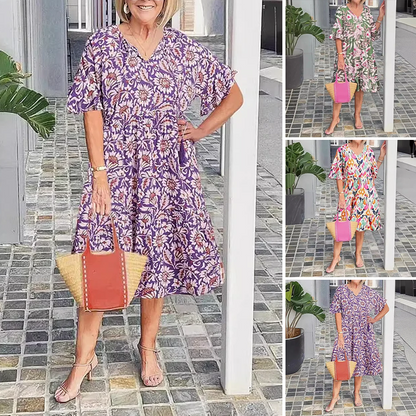 🎉Hot Sale 49% OFF🎉V-Neck Printed Midi Dress