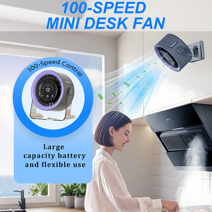 🔥Hot Sale（💥49%OFF）🔥100-Speed Mini Desk Fan with Digital Display
