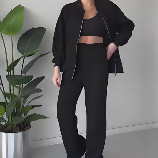 🎉2025 New Products Hot Sale✨Women's Zip-Up Track Jacket & Wide-Leg Pants Set