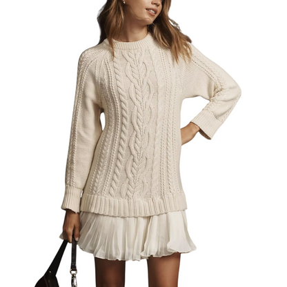 💗LAST DAY -49% OFF💗Women's Cable-Knit Mini Sweater Dress