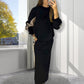 ❄️Winter Sale - 49% OFF🧥Loose Color Block Long Sleeve Top & Split Skirt Set