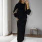 ❄️Winter Sale - 49% OFF🧥Loose Color Block Long Sleeve Top & Split Skirt Set