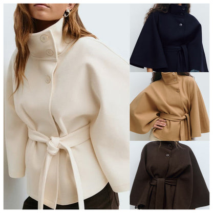 🔥🧥New Hot Sale - Winter Sale - Women's Stand Collar Shawl Coat (with Belt)